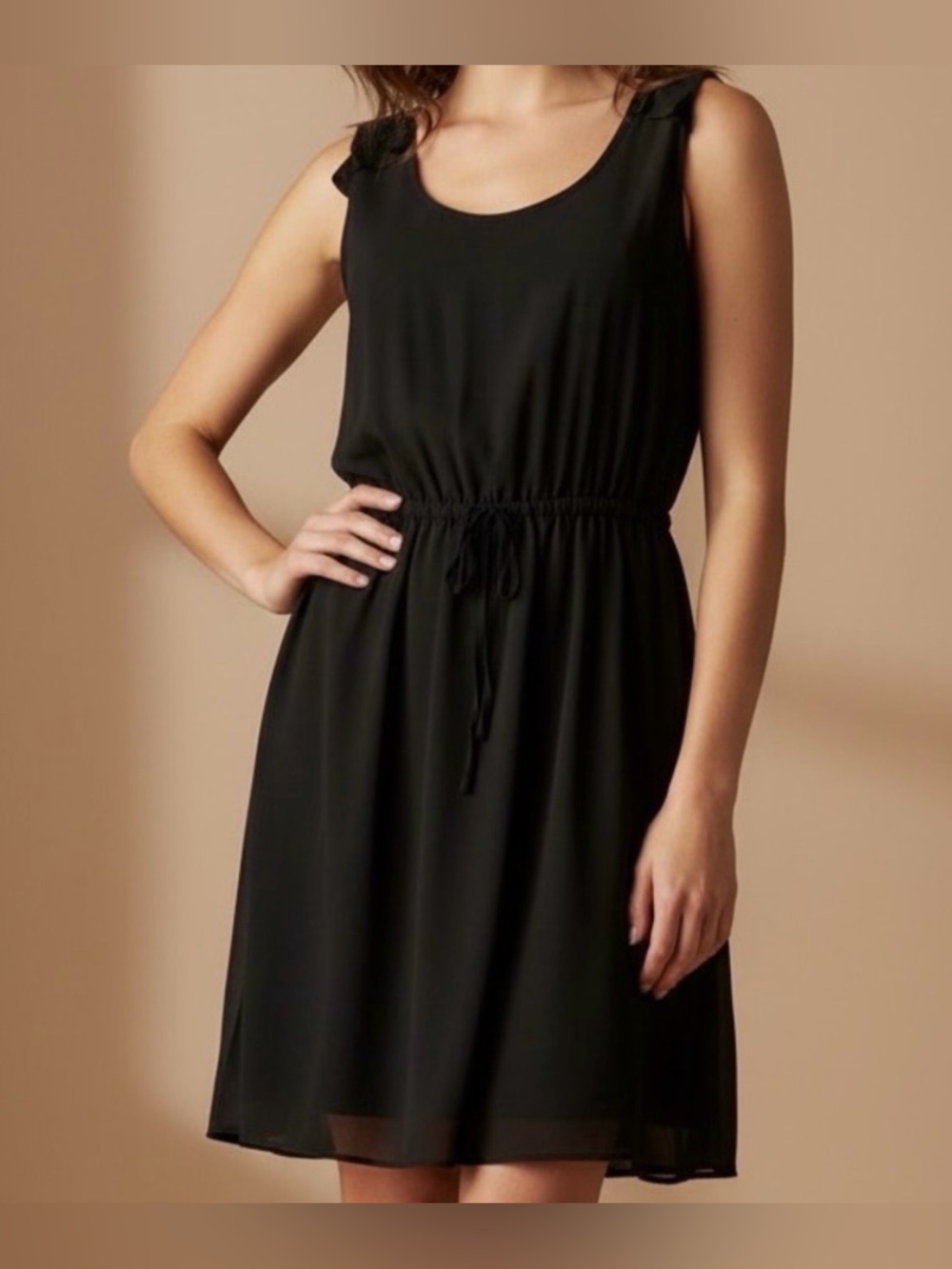 Reitmans Black Sleeveless Lined Drawstring Waist Dress Size XXL